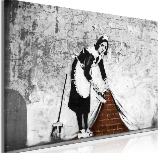 Stretched Canvas Street Art - Banksy: Maid-Tiptophomedecor