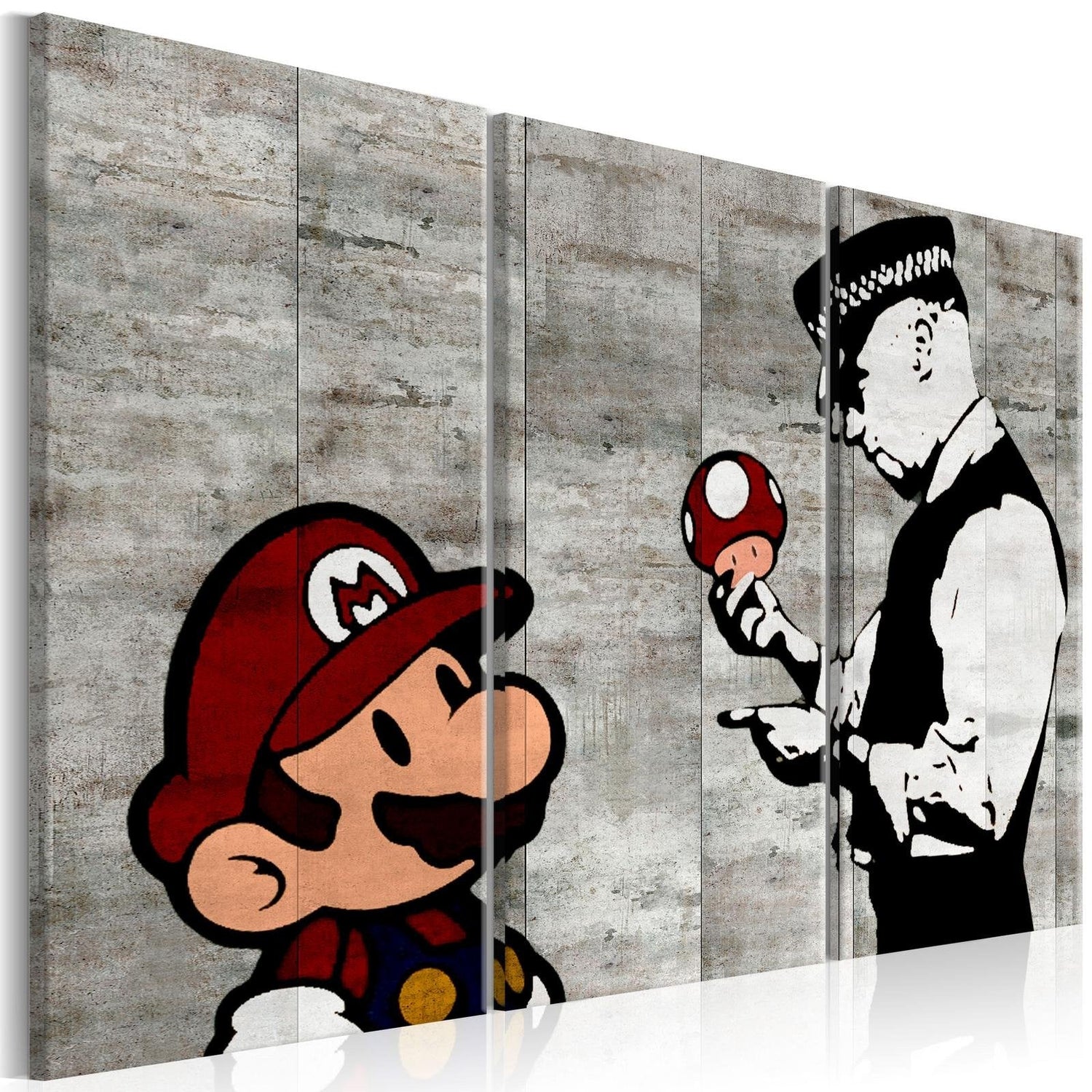 Stretched Canvas Street Art - Banksy: Mario Bros-Tiptophomedecor