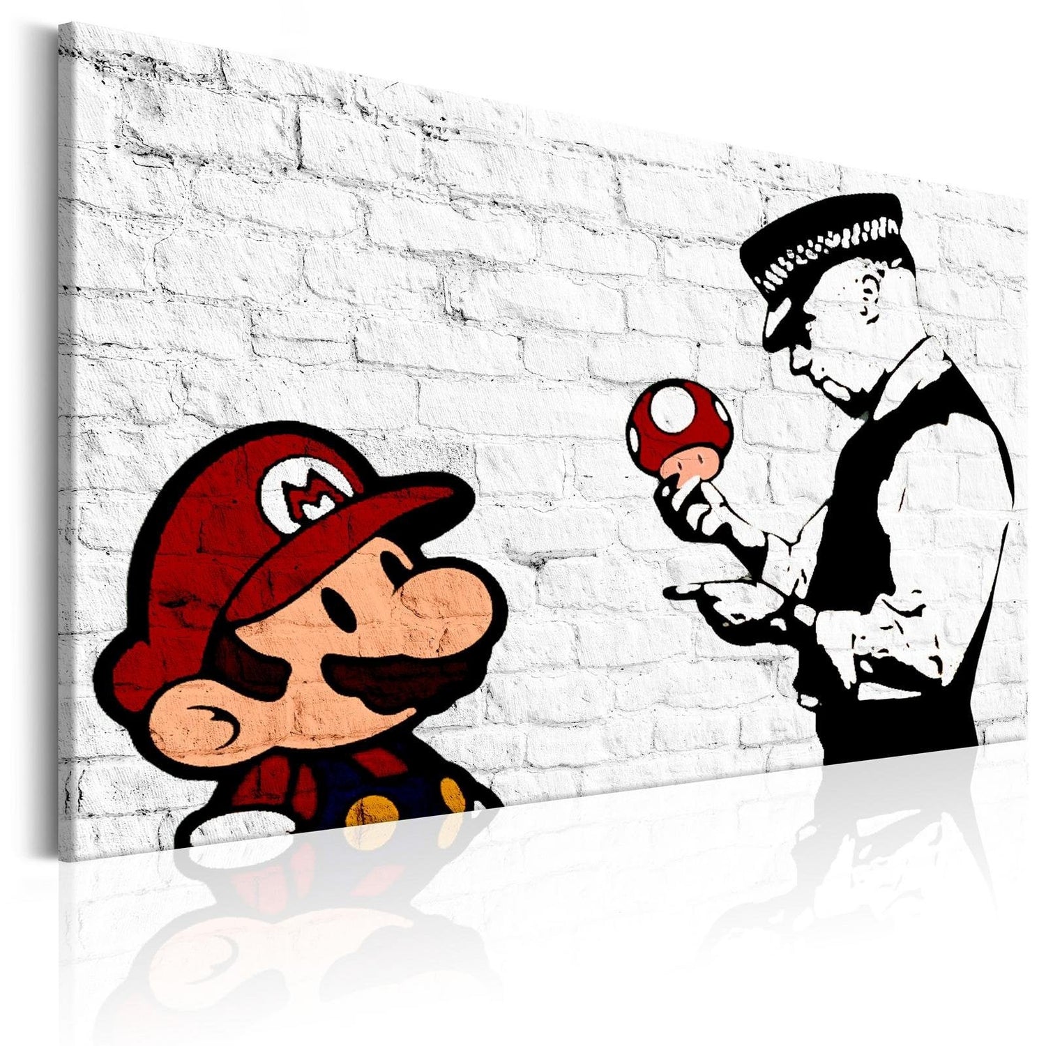 Stretched Canvas Street Art - Banksy: Mario On Brick-Tiptophomedecor