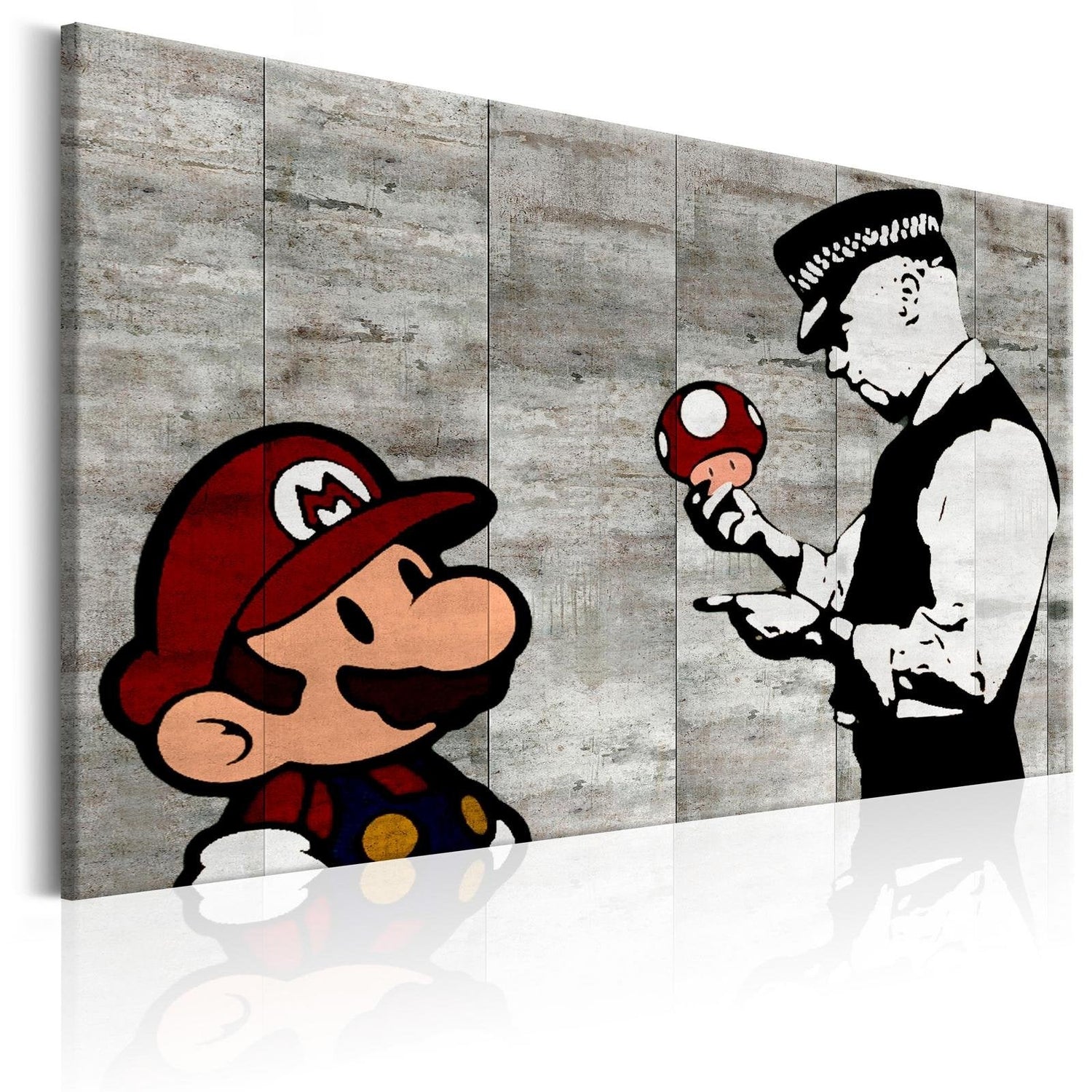 Stretched Canvas Street Art - Banksy: Mario On Concrete-Tiptophomedecor