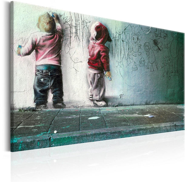 Stretched Canvas Street Art - Banksy: Modern Playground-Tiptophomedecor
