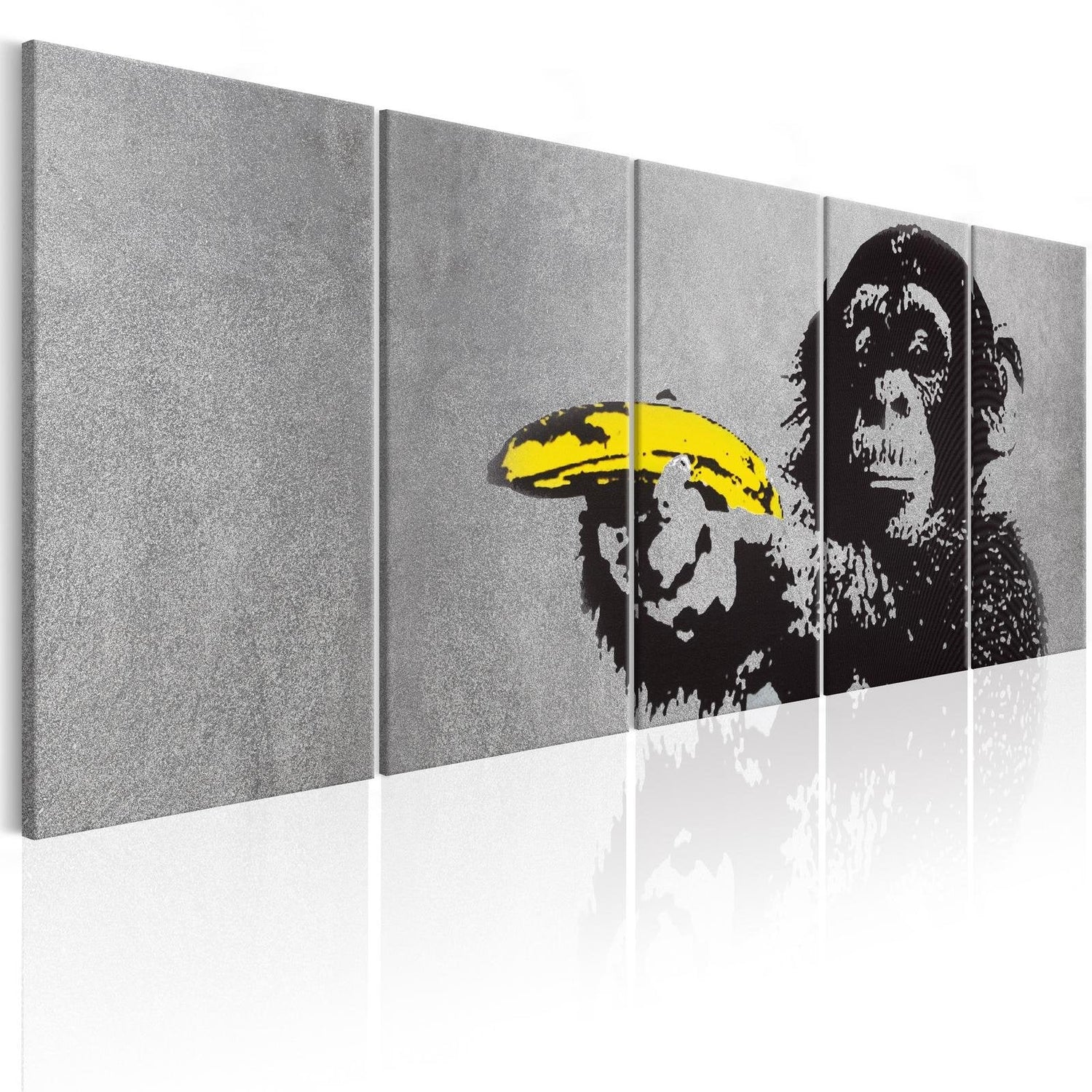 Stretched Canvas Street Art - Banksy: Monkey And Banana-Tiptophomedecor