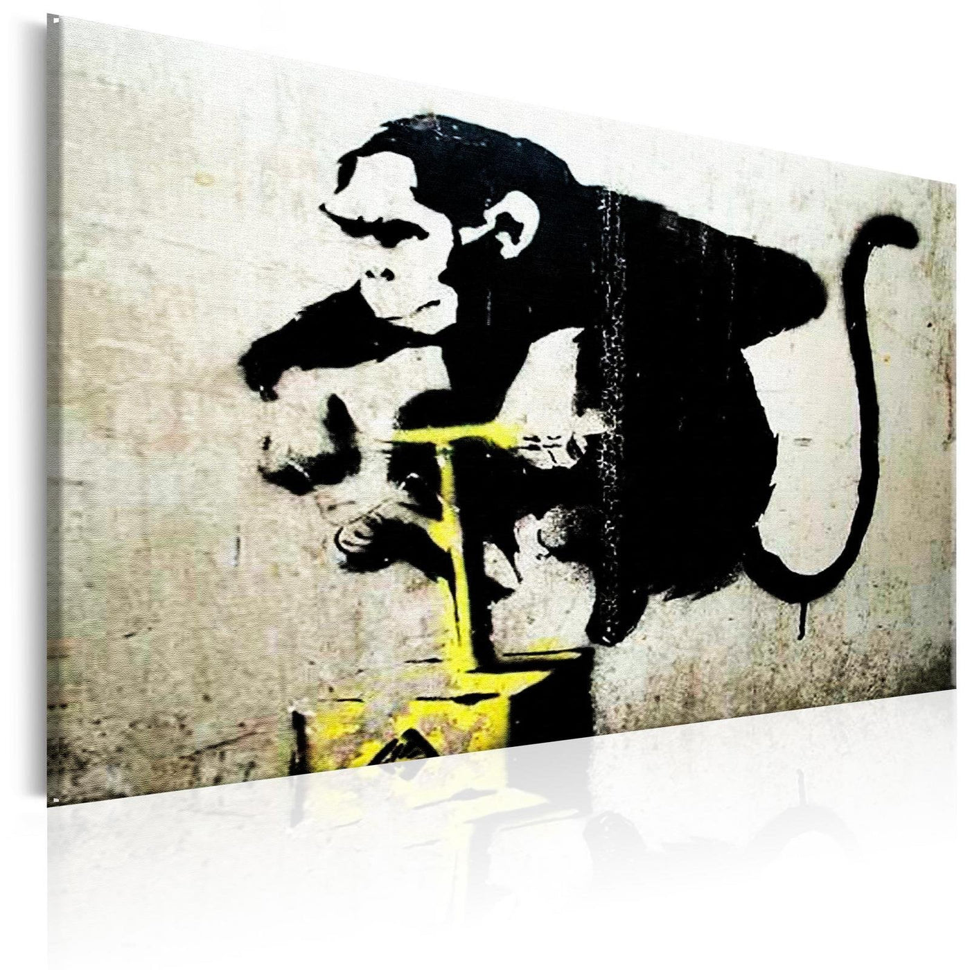 Stretched Canvas Street Art - Banksy: Monkey With Detonator-Tiptophomedecor