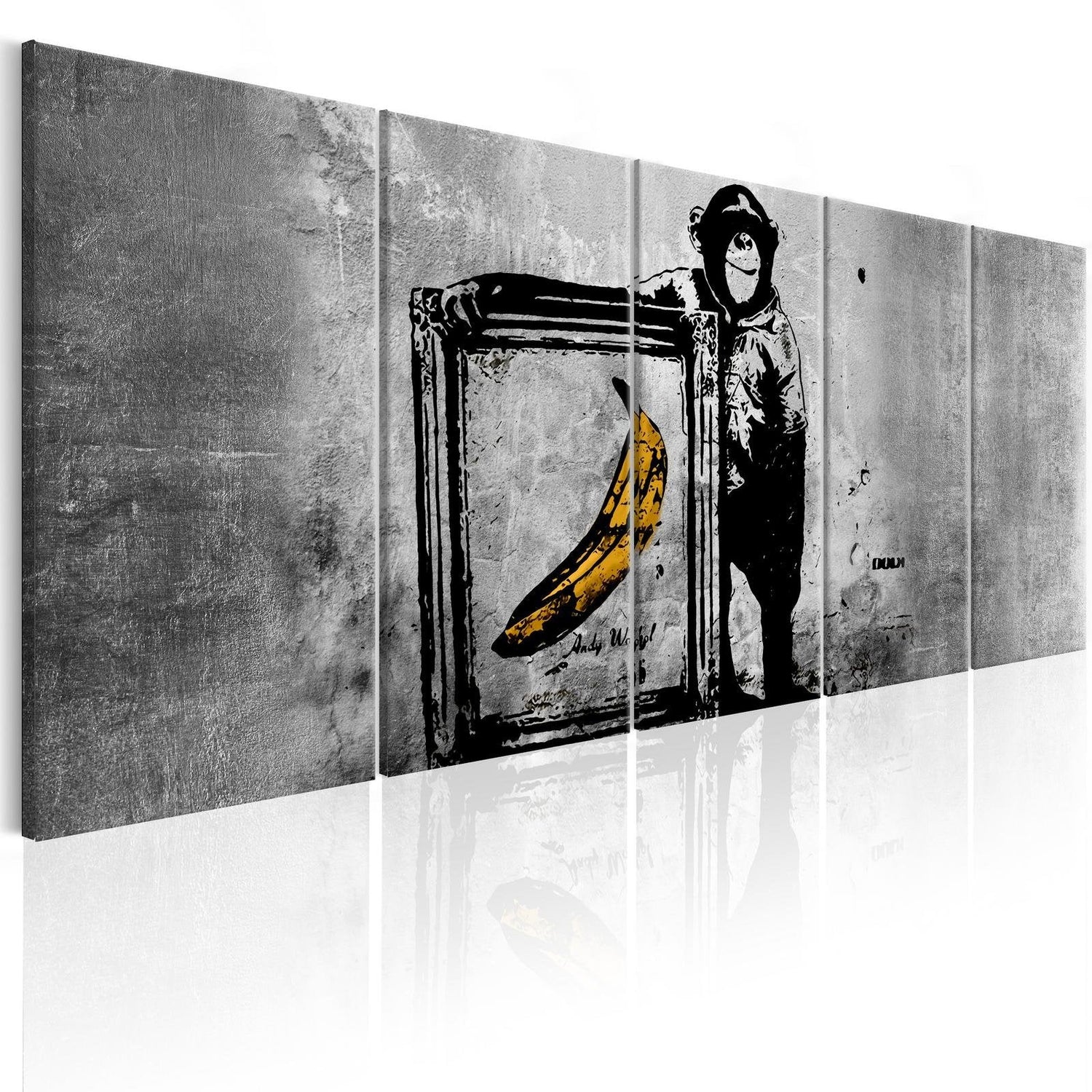 Stretched Canvas Street Art - Banksy: Monkey With Frame-Tiptophomedecor