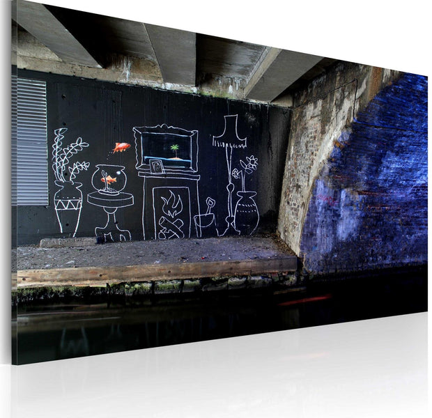 Stretched Canvas Street Art - Banksy: My Living Room-Tiptophomedecor