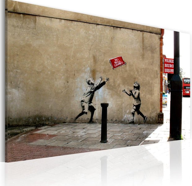 Stretched Canvas Street Art - Banksy: No Ball Games-Tiptophomedecor