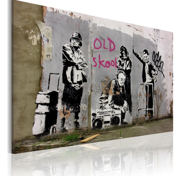 Stretched Canvas Street Art - Banksy: Old School-Tiptophomedecor