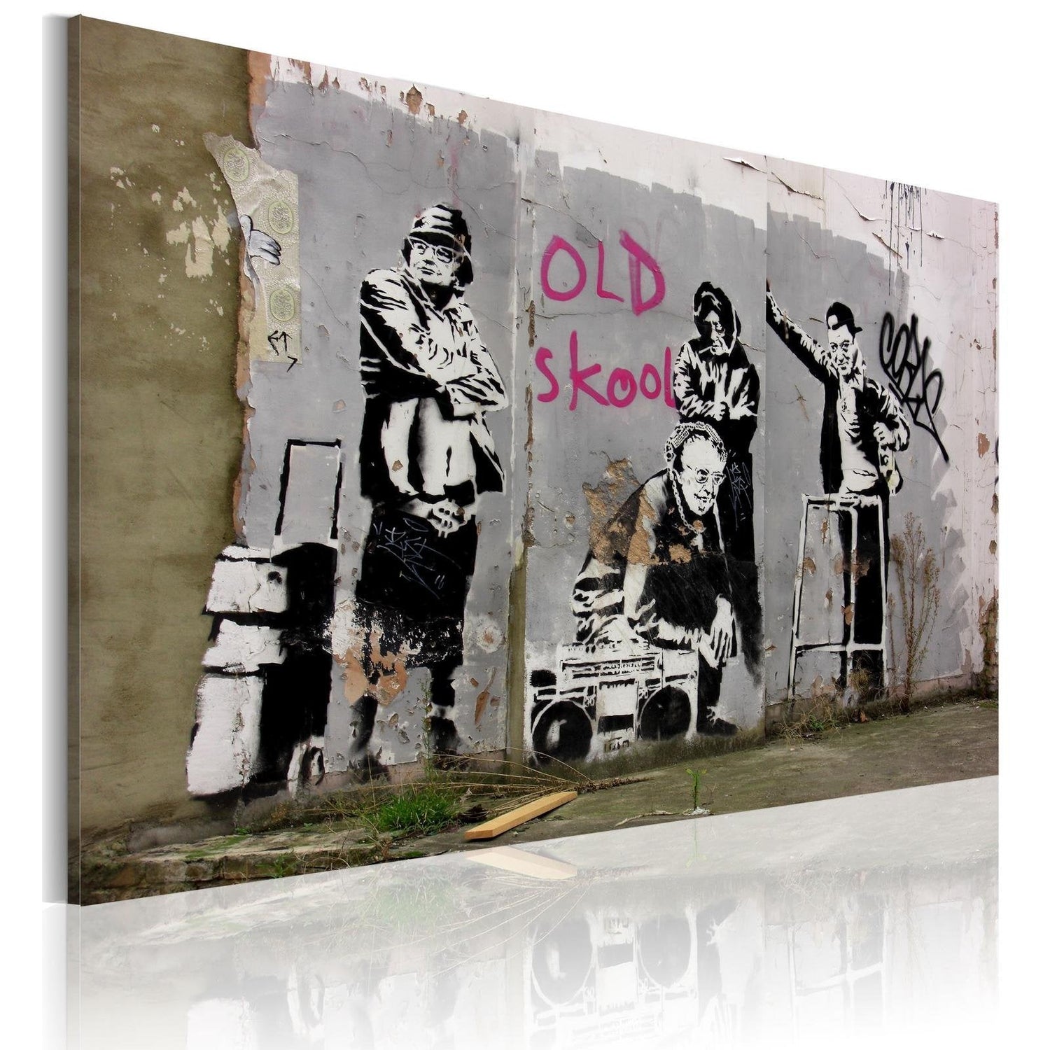 Stretched Canvas Street Art - Banksy: Old School-Tiptophomedecor