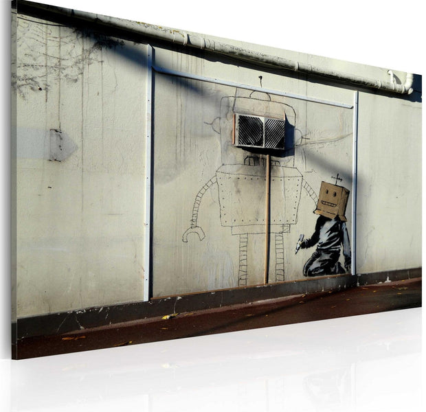Stretched Canvas Street Art - Banksy: Robots-Tiptophomedecor