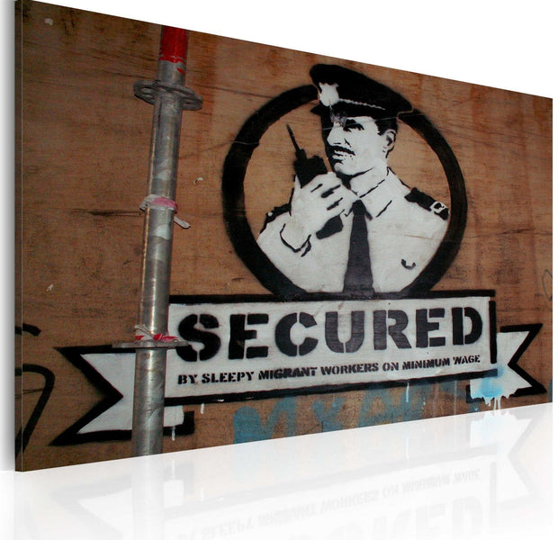 Stretched Canvas Street Art - Banksy: Secured-Tiptophomedecor
