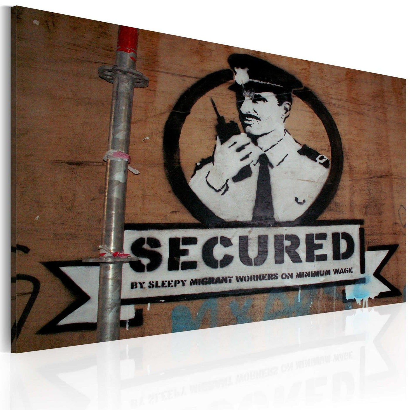 Stretched Canvas Street Art - Banksy: Secured-Tiptophomedecor