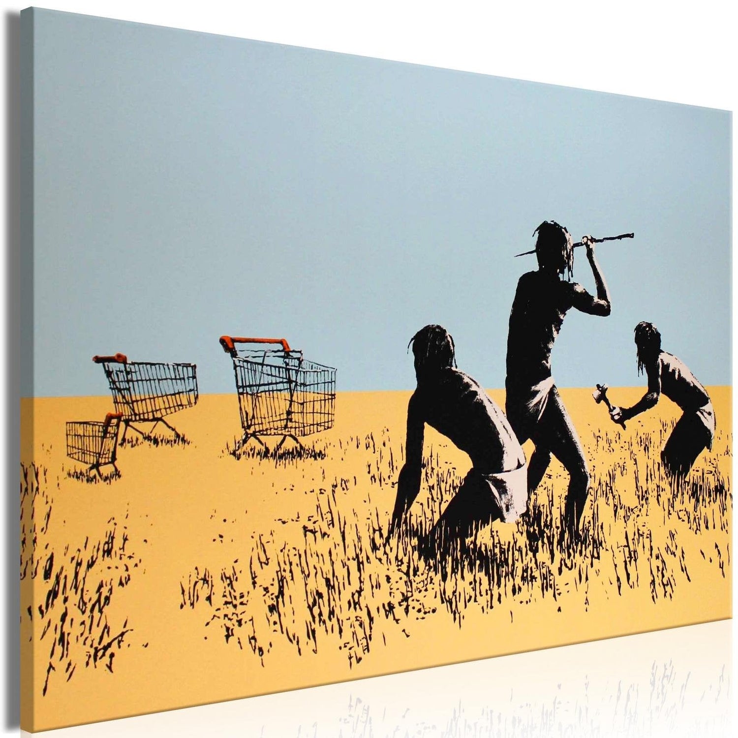 Stretched Canvas Street Art - Banksy: Shopping Cart Hunters-Tiptophomedecor