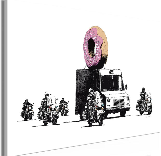 Stretched Canvas Street Art - Banksy: The Donut Police-Tiptophomedecor