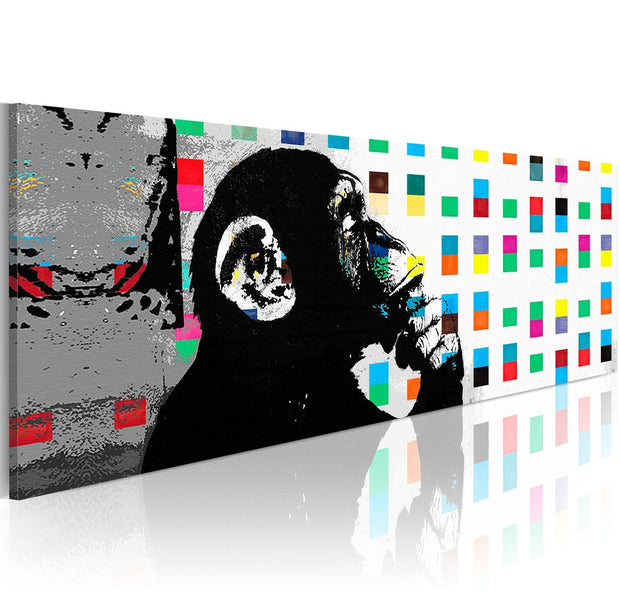 Stretched Canvas Street Art - Banksy: The Thinker Monkey-Tiptophomedecor