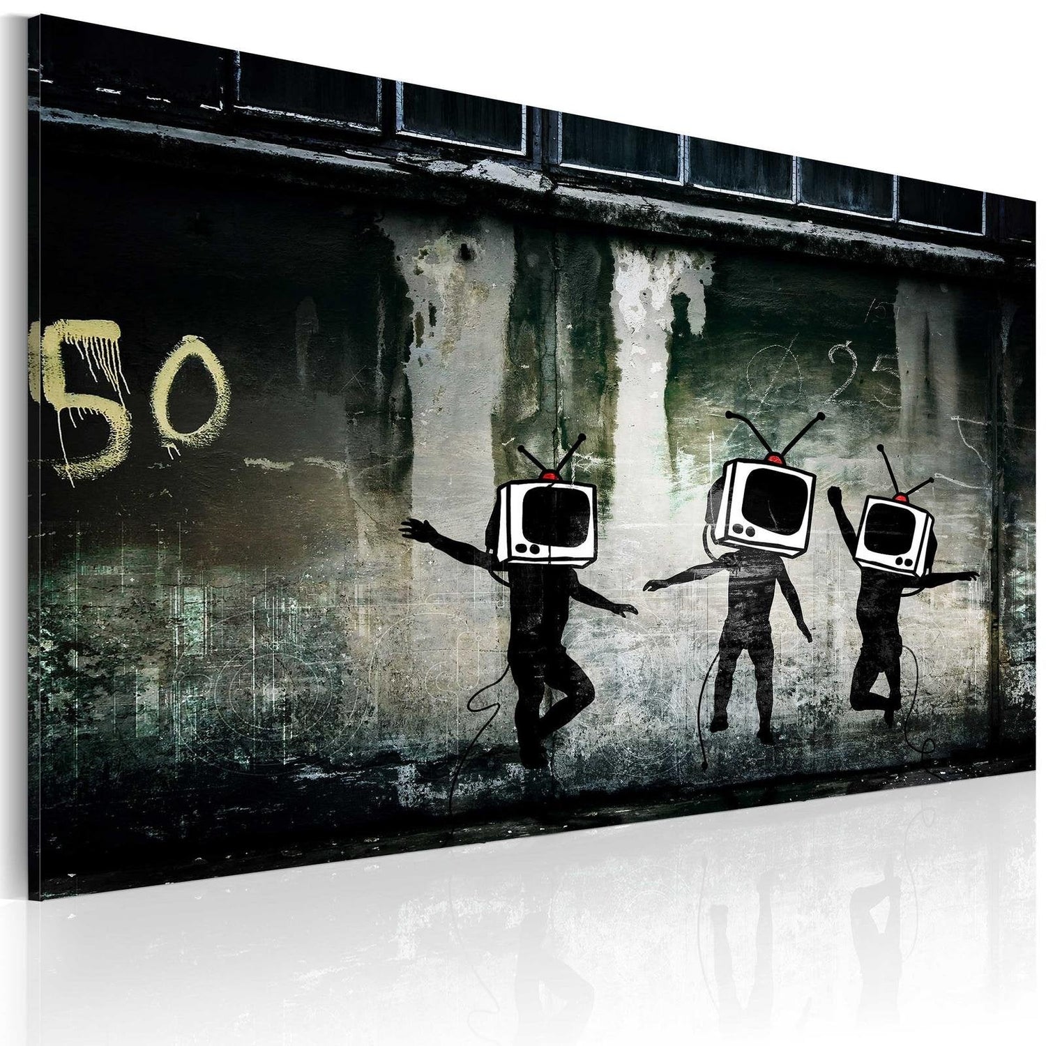 Stretched Canvas Street Art - Banksy: Tv Heads Dance-Tiptophomedecor