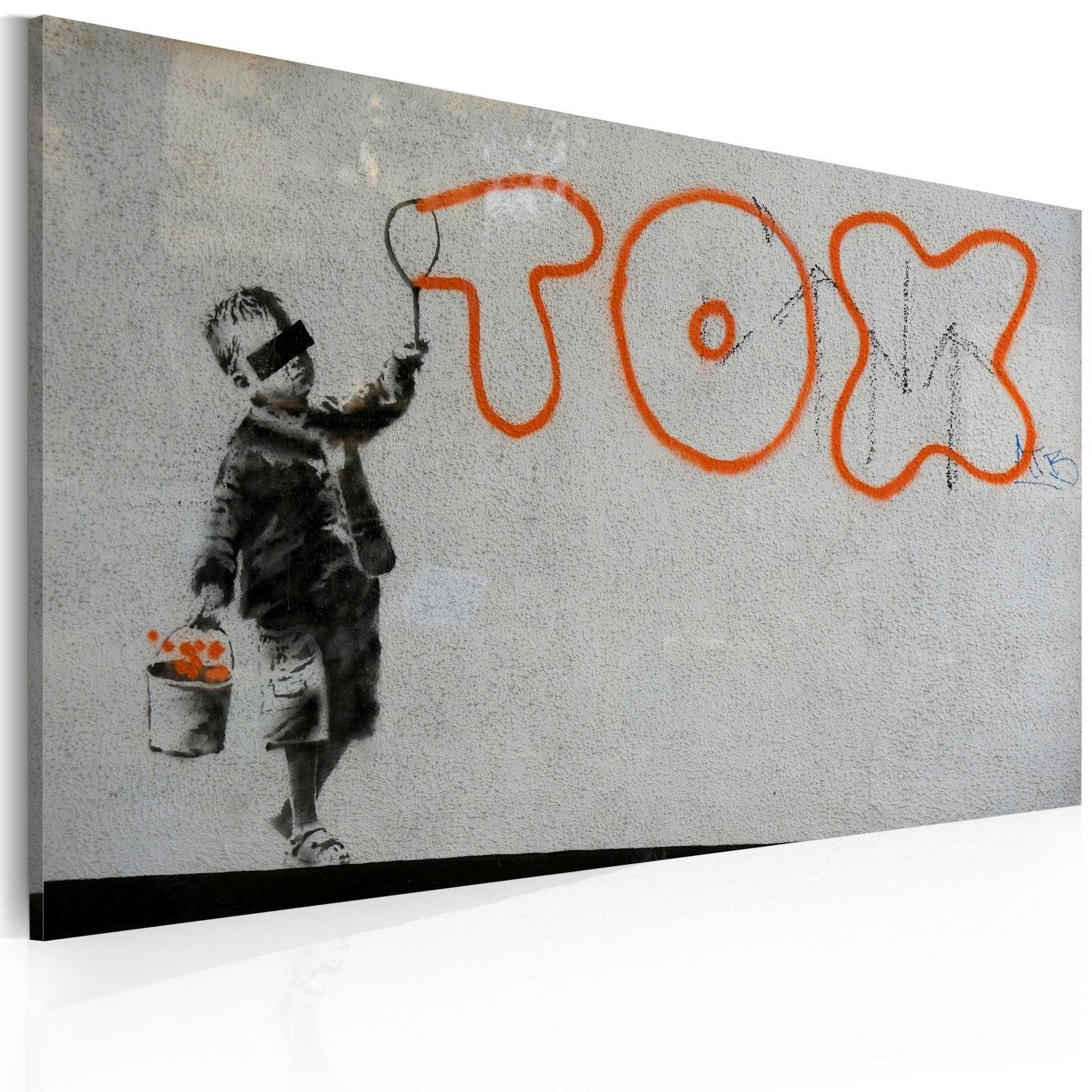 Stretched Canvas Street Art - Banksy: Wallpaper Graffiti-Tiptophomedecor