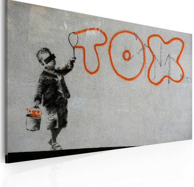 Stretched Canvas Street Art - Banksy: Wallpaper Graffiti-Tiptophomedecor