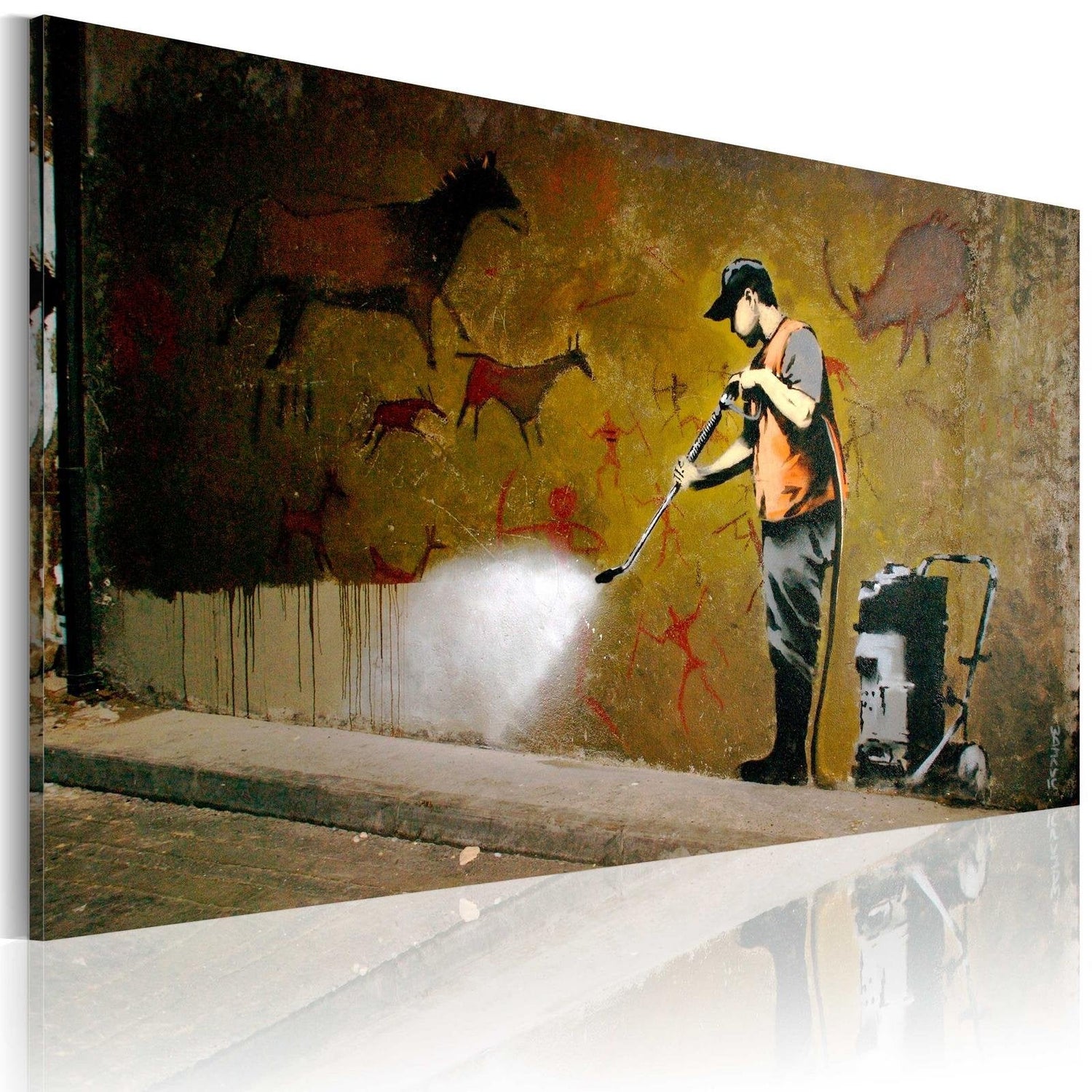 Stretched Canvas Street Art - Banksy: Whitewashing Lascaux-Tiptophomedecor