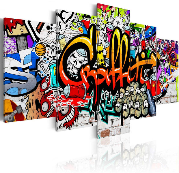 Stretched Canvas Street Art - Colourful Style-Tiptophomedecor