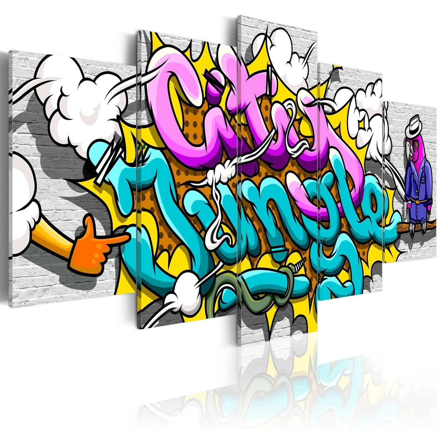 Stretched Canvas Street Art - Graffiti: City Jungle-Tiptophomedecor