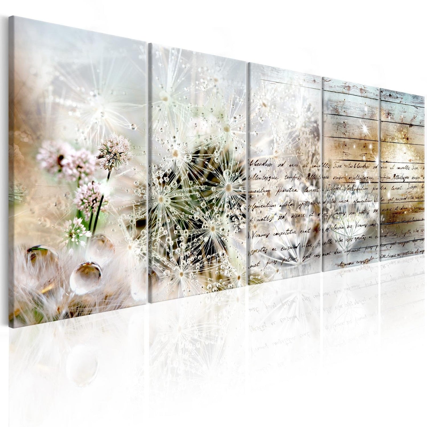 Stretched Canvas Vintage Art - Abstract Dandelions 5 Piece-Tiptophomedecor