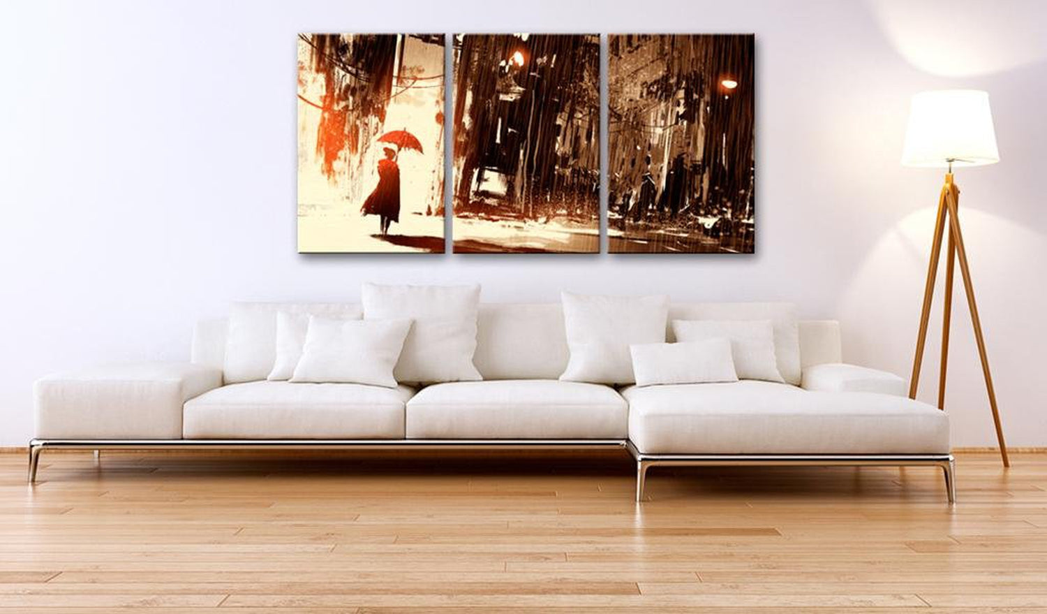 Stretched Canvas Vintage Art - City In The Rain-Tiptophomedecor