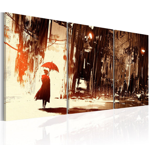 Stretched Canvas Vintage Art - City In The Rain-Tiptophomedecor