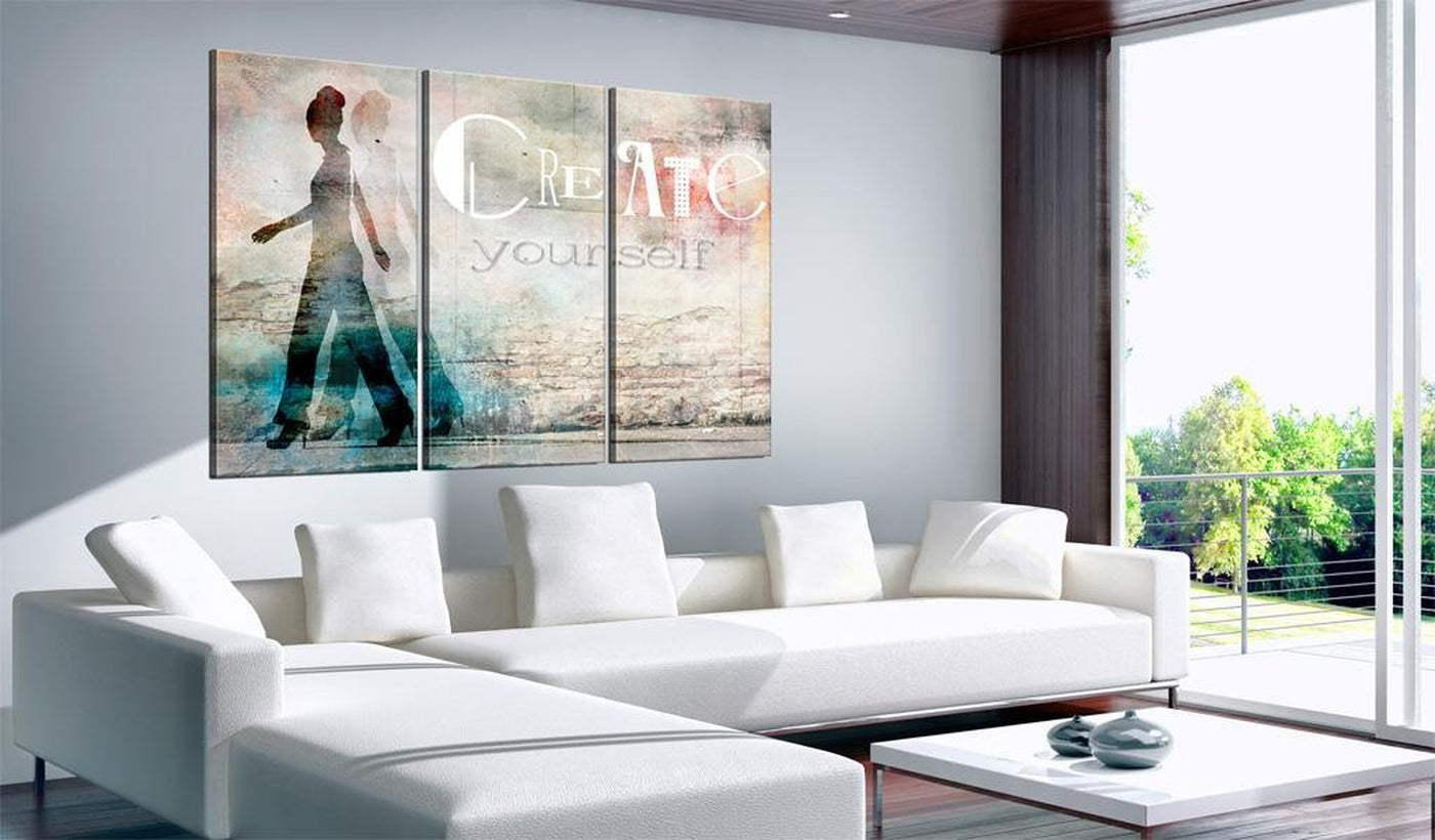 Stretched Canvas Vintage Art - Create Yourself - Triptych-Tiptophomedecor