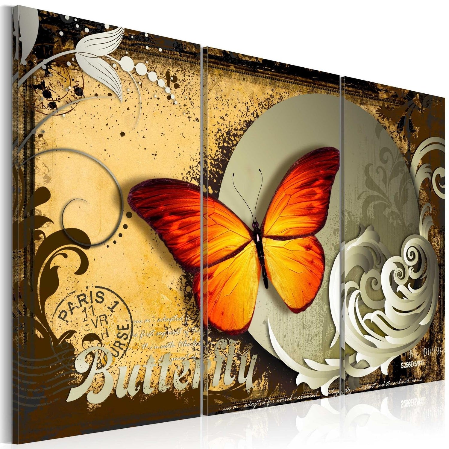 Stretched Canvas Vintage Art - Flight Of A Butterfly-Tiptophomedecor