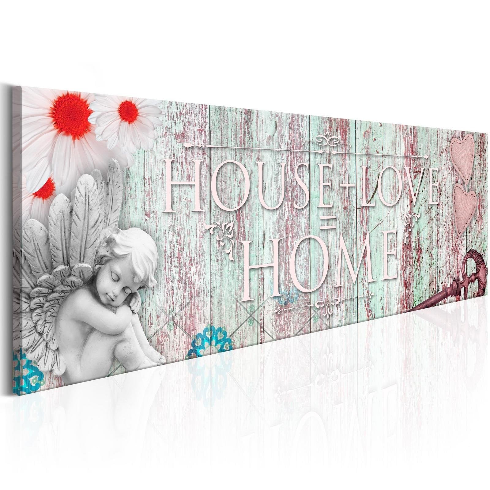 Stretched Canvas Vintage Art - Home: House + Love-Tiptophomedecor
