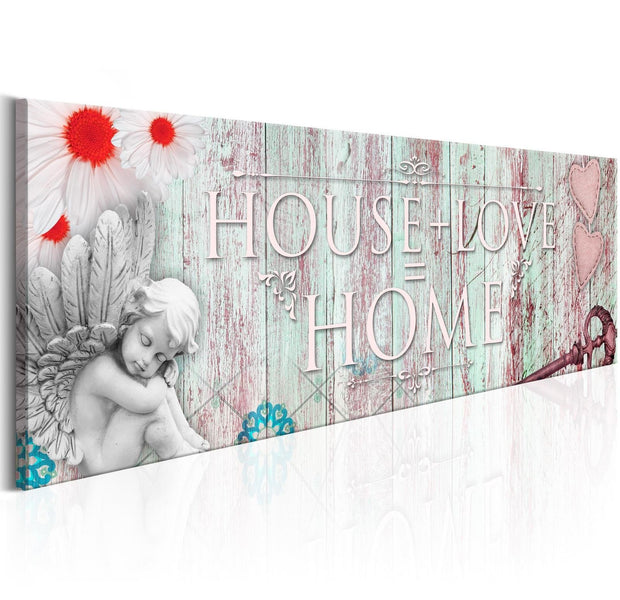 Stretched Canvas Vintage Art - Home: House + Love-Tiptophomedecor