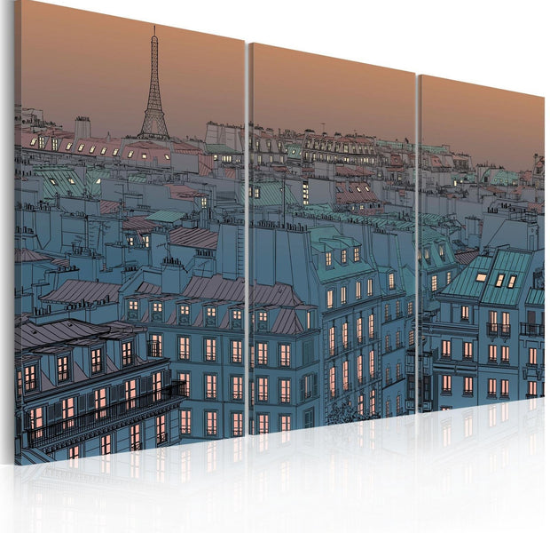 Stretched Canvas Vintage Art - Paris - The City Goes To Sleep-Tiptophomedecor