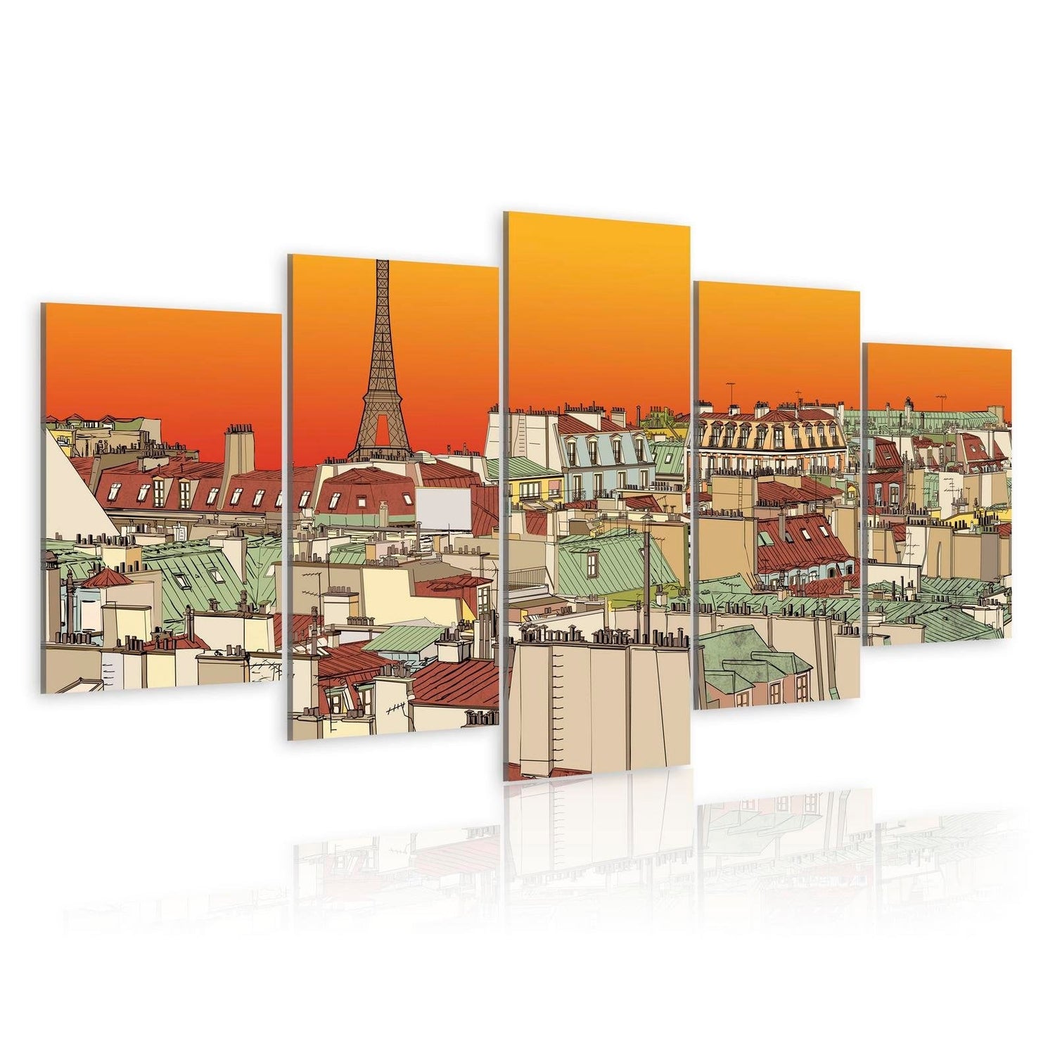 Stretched Canvas Vintage Art - Parisian Sky In Orange Colour-Tiptophomedecor