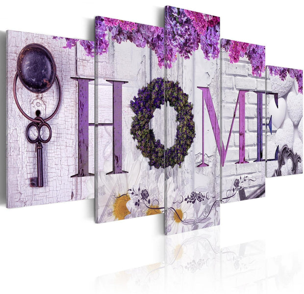 Stretched Canvas Vintage Art - Purple House-Tiptophomedecor
