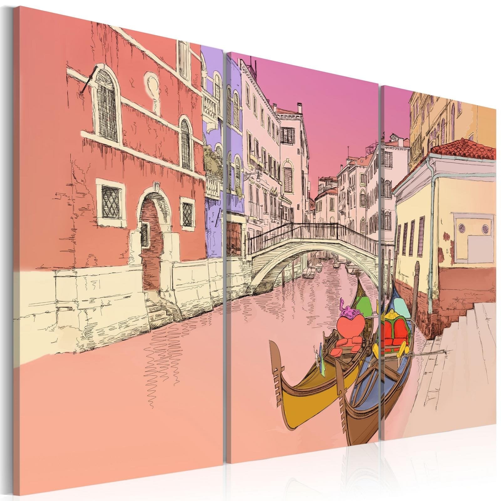 Stretched Canvas Vintage Art - Romantic Gondolas-Tiptophomedecor