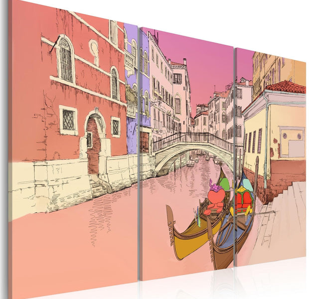 Stretched Canvas Vintage Art - Romantic Gondolas-Tiptophomedecor