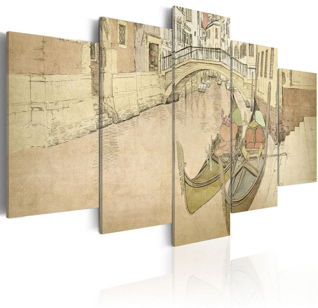 Stretched Canvas Vintage Art - Venice And Gondola-Tiptophomedecor