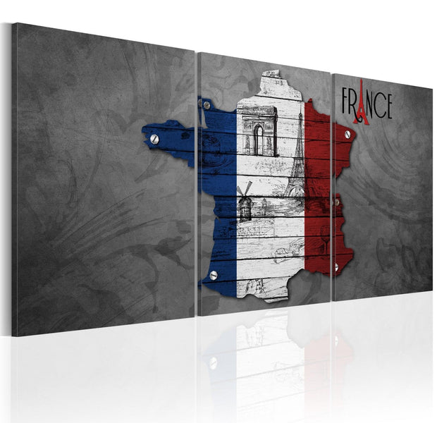 Stretched Canvas World Map Art - All About France-Tiptophomedecor