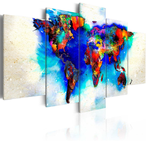 Stretched Canvas World Map Art - All Colors Of The World-Tiptophomedecor