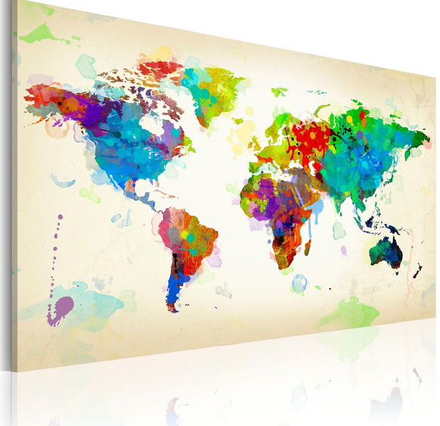 Stretched Canvas World Map Art - All Colors Of The World-Tiptophomedecor