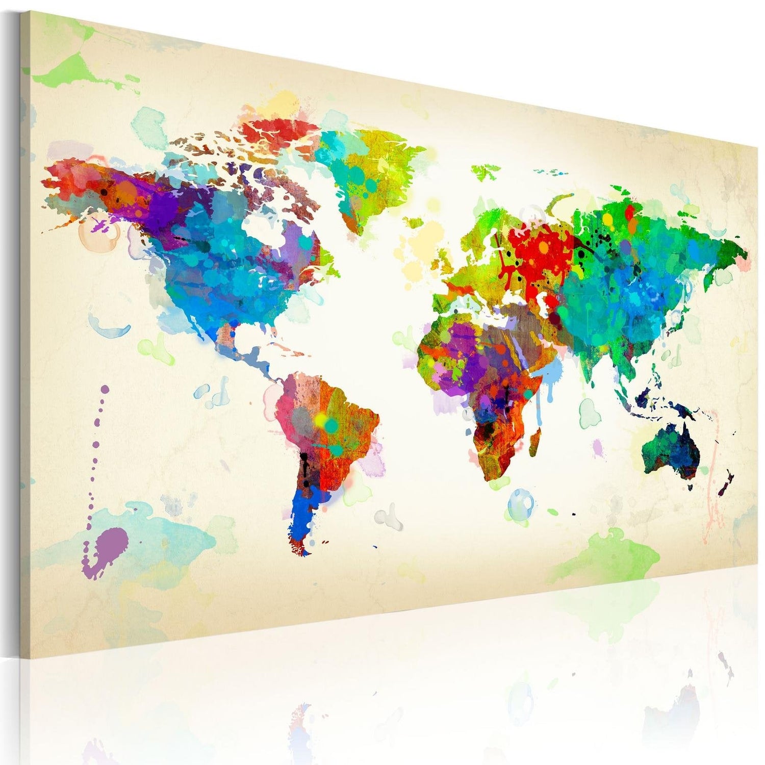 Stretched Canvas World Map Art - All Colors Of The World-Tiptophomedecor
