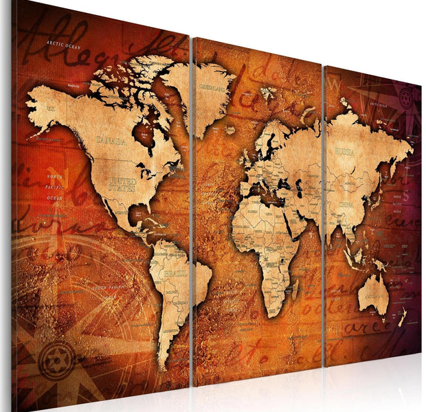 Stretched Canvas World Map Art - Amber Travels-Tiptophomedecor