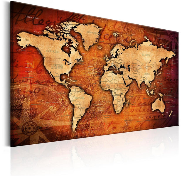 Stretched Canvas World Map Art - Amber World-Tiptophomedecor