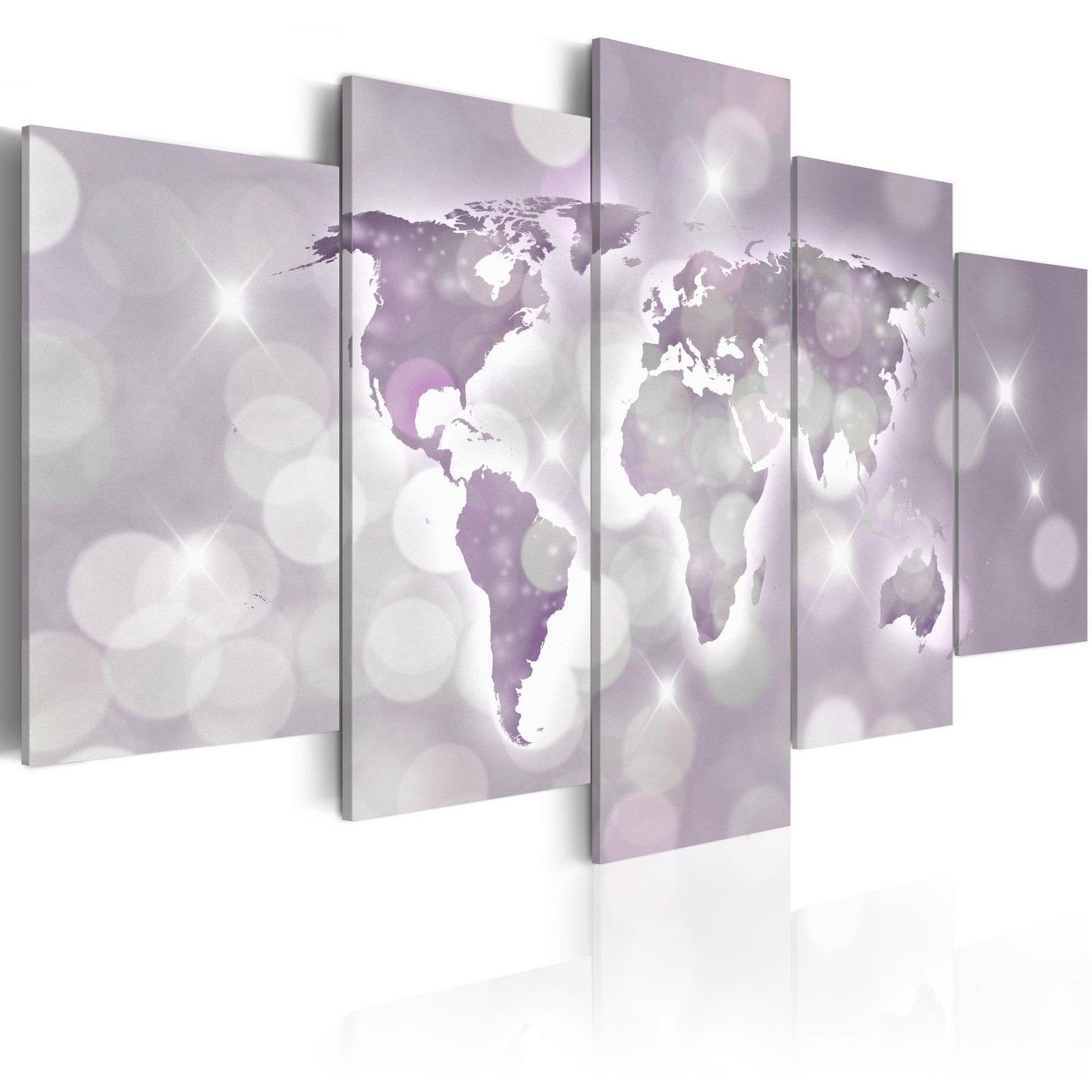 Stretched Canvas World Map Art - Amethyst World-Tiptophomedecor