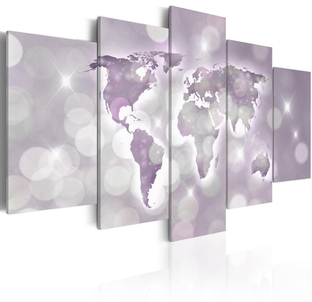 Stretched Canvas World Map Art - Amethyst World-Tiptophomedecor