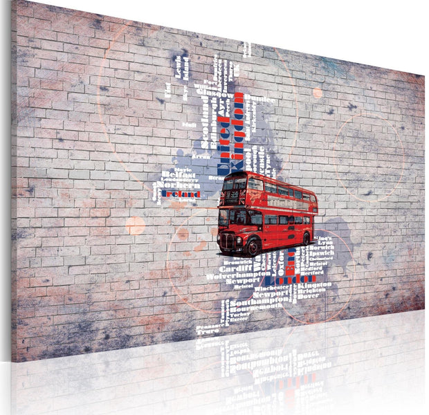 Stretched Canvas World Map Art - Around The Great Britain By Routemaster-Tiptophomedecor