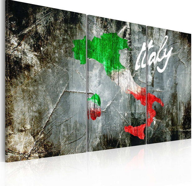 Stretched Canvas World Map Art - Artistic Map Of Italy - Triptych-Tiptophomedecor