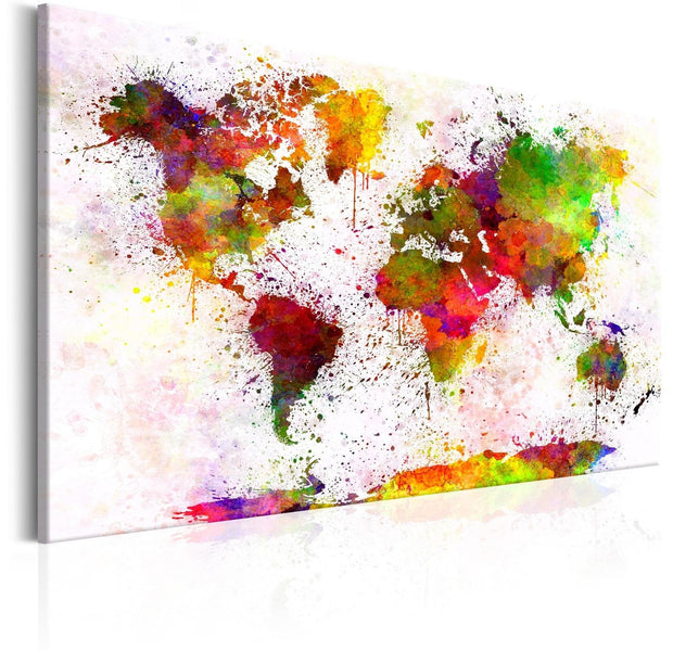 Stretched Canvas World Map Art - Artistic World-Tiptophomedecor