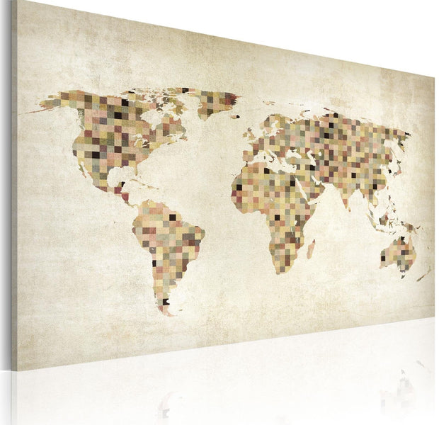 Stretched Canvas World Map Art - Beige Shades Of The World-Tiptophomedecor