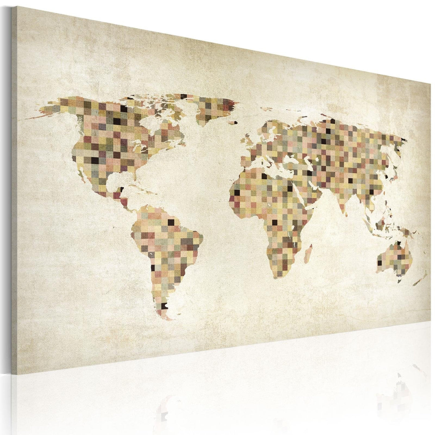 Stretched Canvas World Map Art - Beige Shades Of The World-Tiptophomedecor